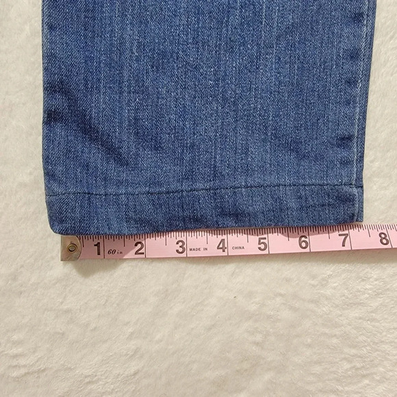 Cache Gold Grommet Factory Distressed Straight Leg Denim Jeans Size 10 - Picture 14 of 14